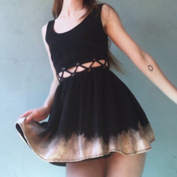 Blackheart Dresses & Skirts - Blackheart Lace Grommet Crop Top and Skirt Dress